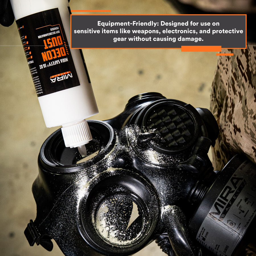 DeconDust™ being used to clean gas mask