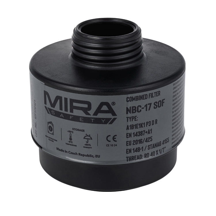 3/4 view of the NBC-17 filter, showing its label