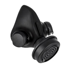 3/4 side shot of the TAPR mask with a ParticleMax Compact Filter attached.