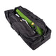 Three quarter view of the CBRN Animal Ark Dog Gas Mask in the included duffle bag