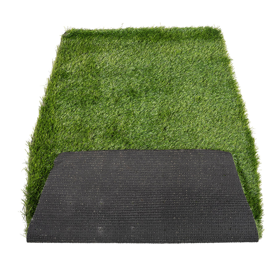 Top view of the artificial grass of the CBRN Animal Ark Dog Gas Mask