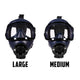 Size differences between the large and medium MD-1 children's gas masks