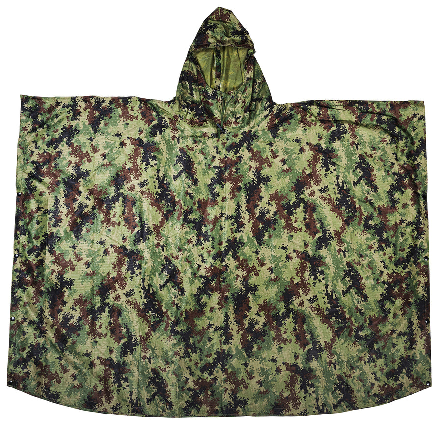 Front flat image of the M4 CBRN Military Poncho in the M-MDU-10 color scheme
