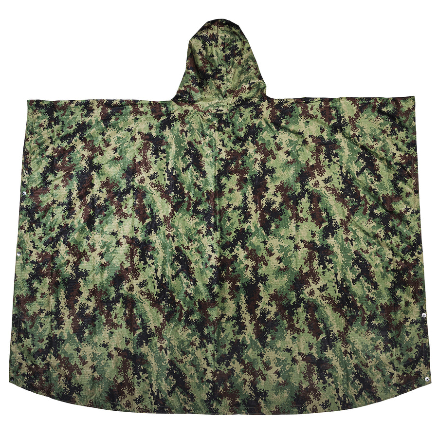 Back flat image of the M4 CBRN Military Poncho in the M-MDU-10 color scheme