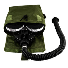 MIRA Safety powered air purify respirator (PAPR) inside of pouch, top view