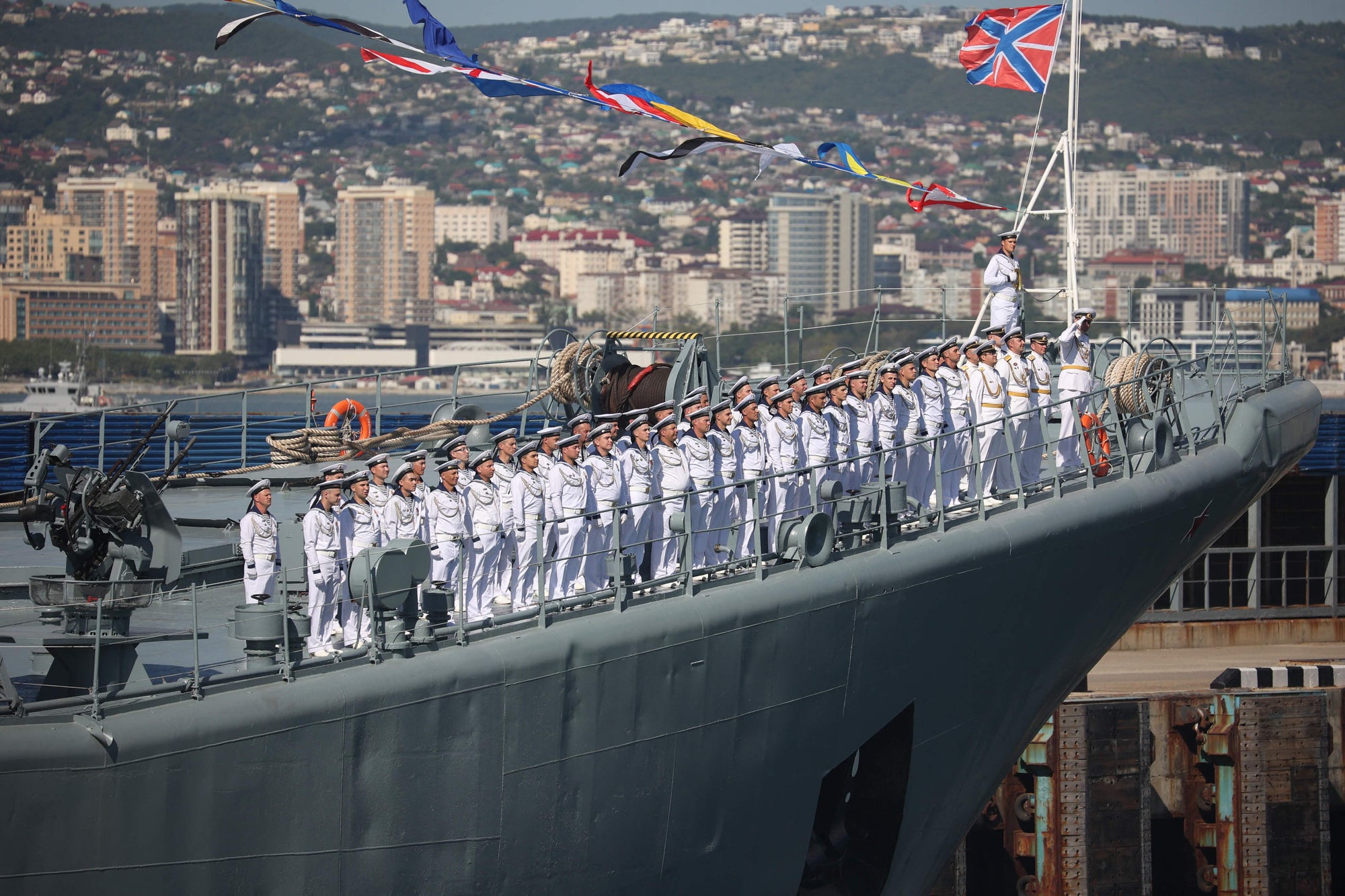 Russian sailors on ship