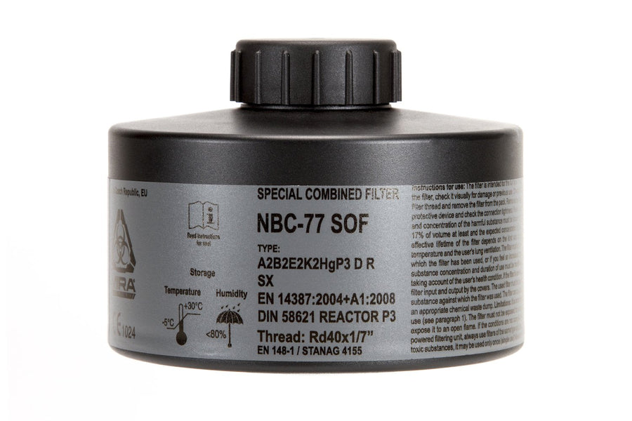 40mm CBRN gas mask filter included in the MIRA Safety Nuclear Survival Kit 
