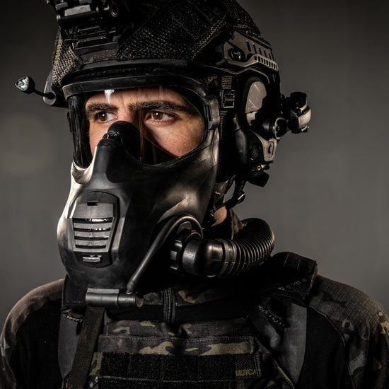 A profile view for a the c21 gas mask lifestyle image
