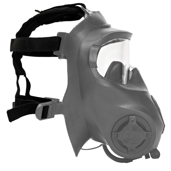 A head harness displayed without the face piece of the c21 gas mask