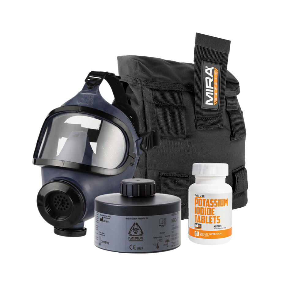 Kit consist of MD-1 children’s gas mask, NBC-77 SOF filter, Thyrosafe tablets and drop-leg pouch carrying case.