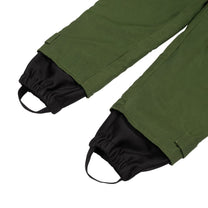 Green pants with black cuffs on a white background