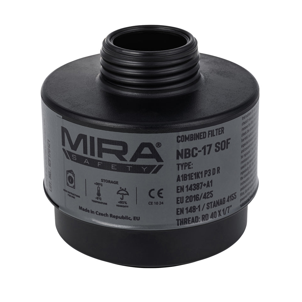 3/4 view of the NBC-17 filter, showing its label
