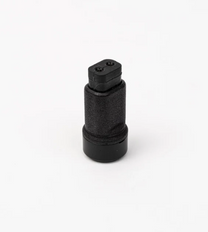 Black cylindrical object with a hexagonal head on a white background