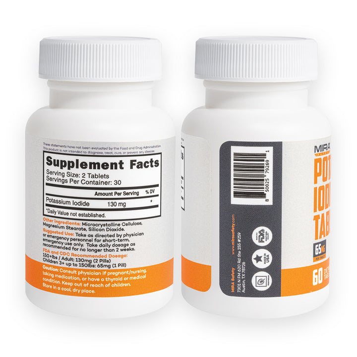 Potassium Iodide Tablets (60 Count) Emergency Radiation Pills