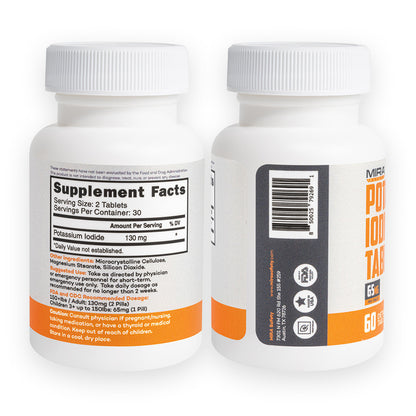 Potassium Iodide Tablets (60 Count) Emergency Radiation Pills