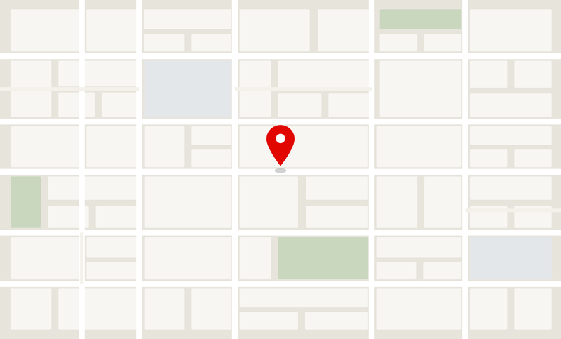 Nuke map location search with a pin placed on a city map