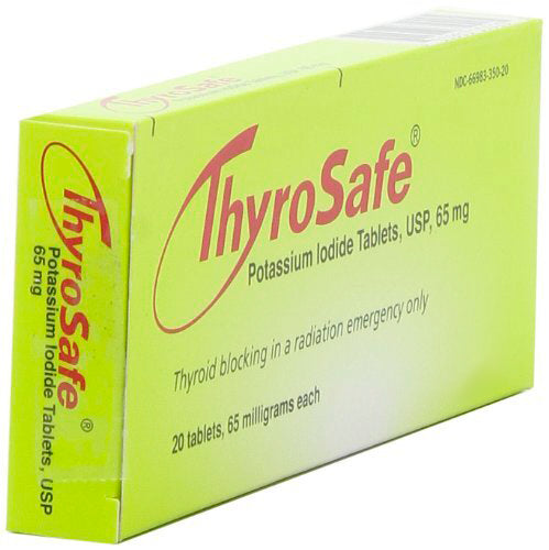 Thyrosafe KI potassium iodide tablets packaging three quarter view