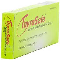Thyrosafe KI potassium iodide tablets packaging three quarter view