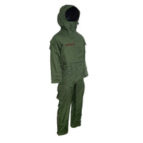 Green hooded suit on a white background