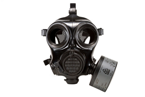 Front view of the CM-7M Military Gas Mask with CBRN filter