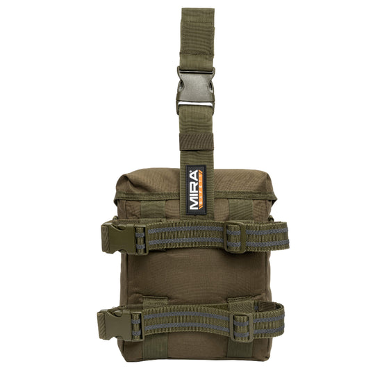 Olive green tactical pouch with MIRA logo on a white background