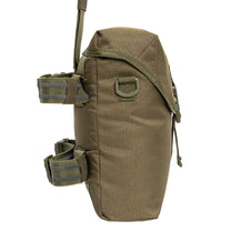 Brown tactical pouch with straps on a white background