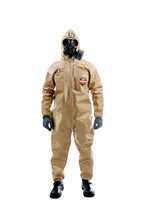 Man wearing a CM-7M gas mask with the HAZ-SUIT HAZMAT Suit