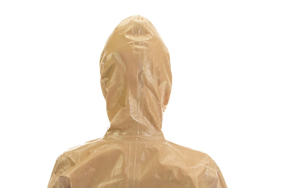 Back a a child's head wearing the HAZ-SUIT HAZMAT Suit