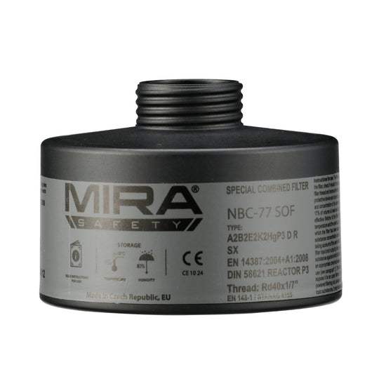 NBC-77 SOF gas mask filter on white background