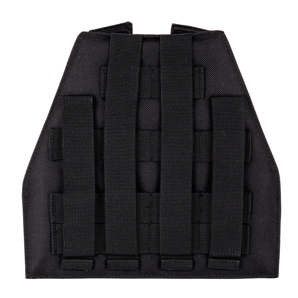 Back view of the MIRA Safety MB-90 MOLLE Pouch, without a PAPR installed, in black