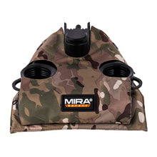 Bottom view of the MIRA Safety MB-90 MOLLE Pouch, with a PAPR installed, in MIRACAM