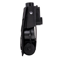 Left side view of the MIRA Safety MB-90 PAPR MOLLE Pouch, with a PAPR installed, in black, no filters