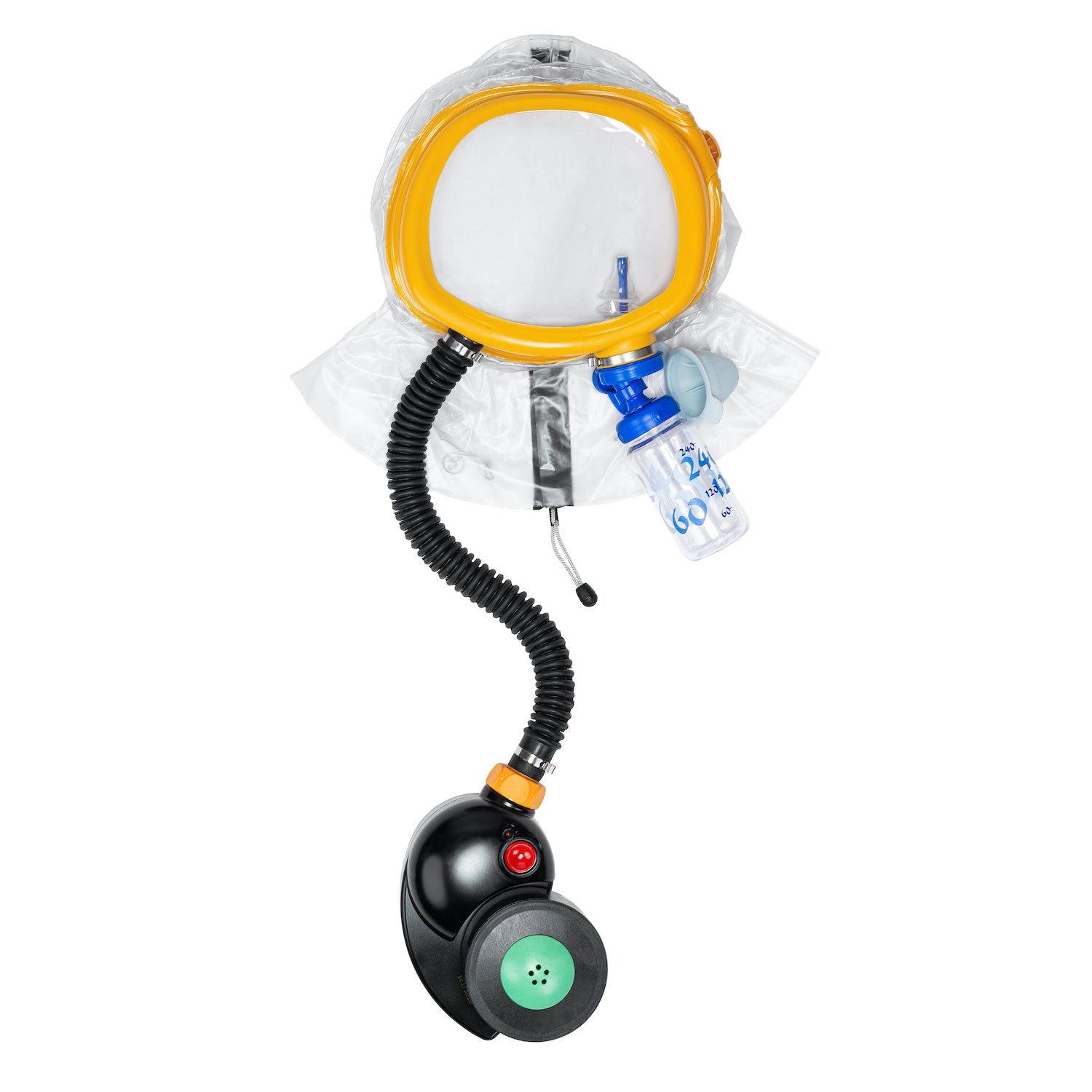 Fully assembled MD-2 kids gas mask with water bottle installed