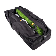 Three quarter view of the CBRN Animal Ark Dog Gas Mask in the included duffle bag
