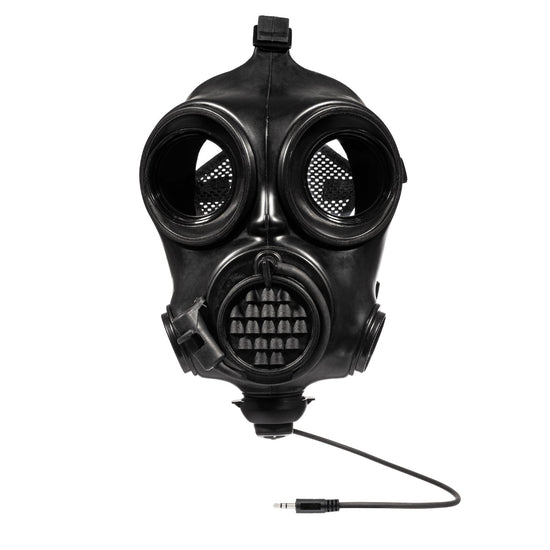 MIRA Safety Gas Mask Microphone connected to a CM-7M Military Gas Mask 