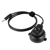 Black communication cable with 3.5mm audio jack and control module for MIRA Safety gas masks.