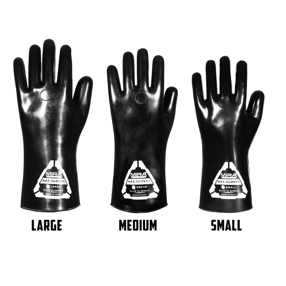 Front comparison view of butyl gloves on white background