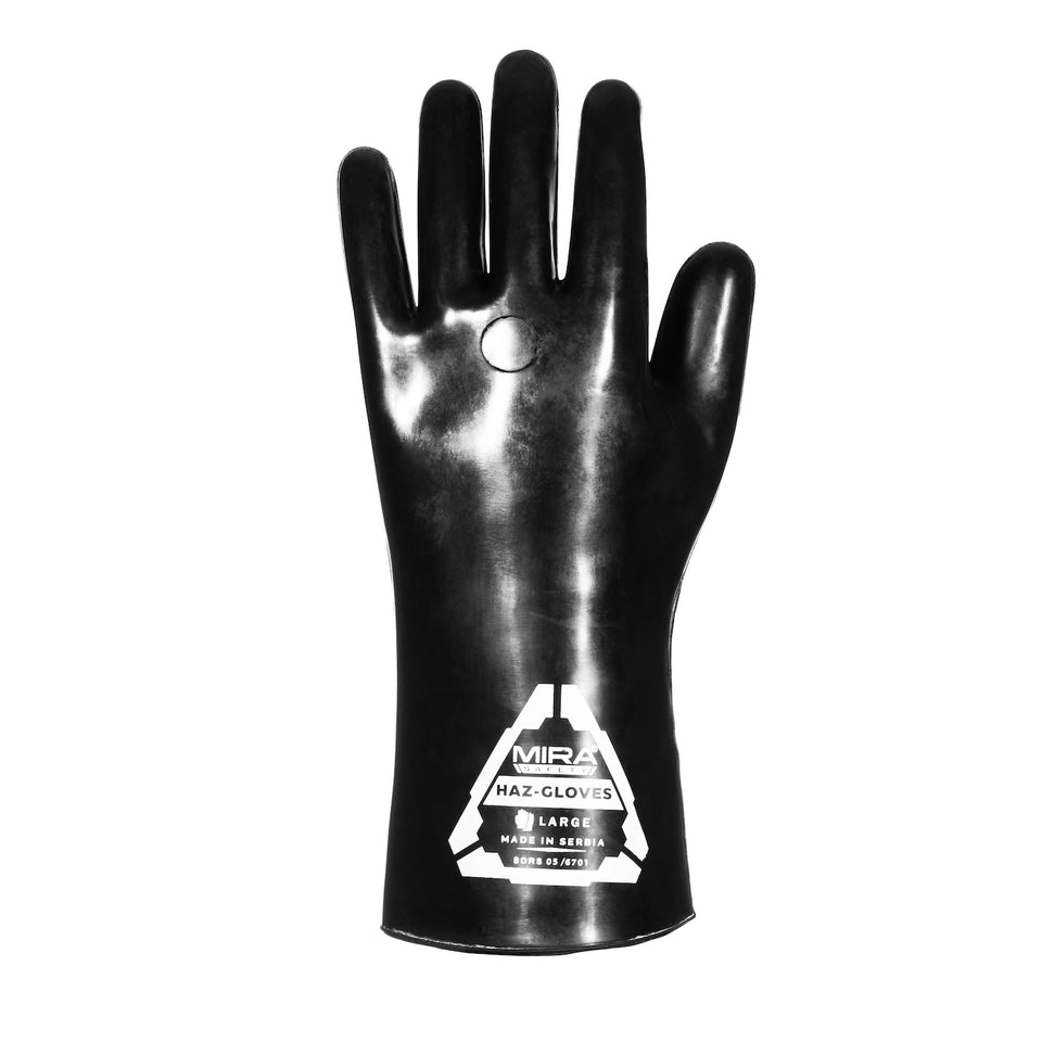 Back of hand view of the butyl gloves