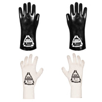 Front view of large size butyl gloves on white background