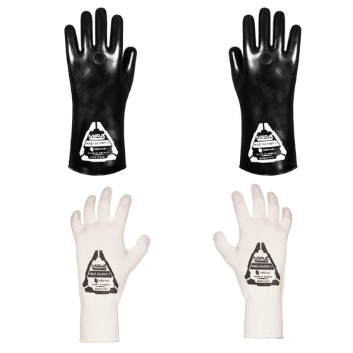 Front view of large size butyl gloves on white background