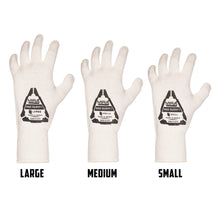 Front comparison view of glove liner for butyl gloves on white background