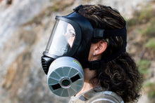 Woman wearing the CM-6M tactical gas mask