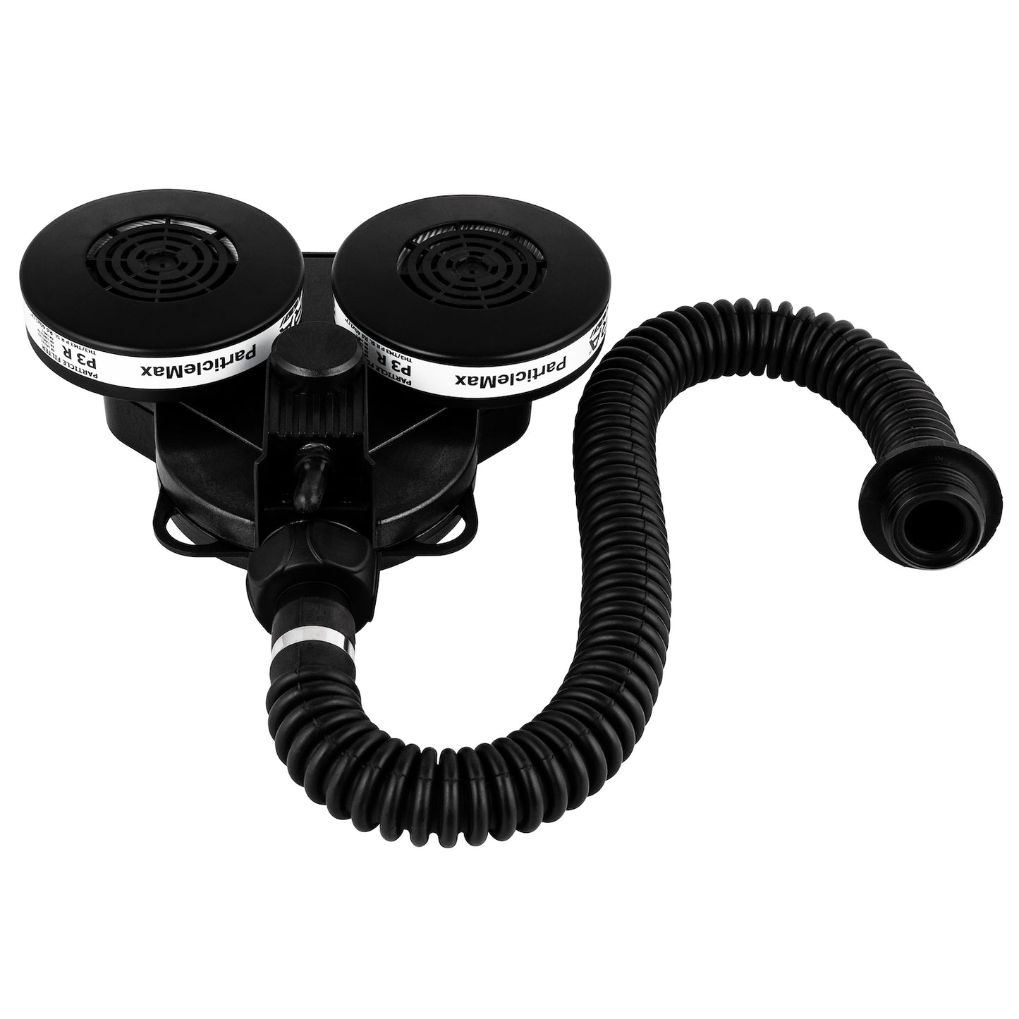 MIRA Safety powered air purify respirator (PAPR) three quarter view with hose and filters