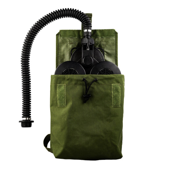MIRA Safety powered air purify respirator (PAPR) inside of pouch 