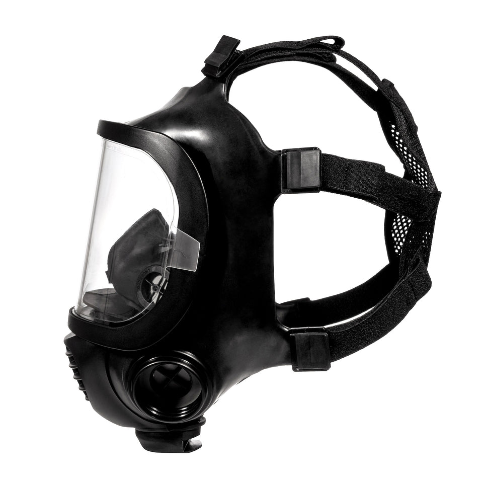 Single layer transparent PROFILM gas mask visor protector side view