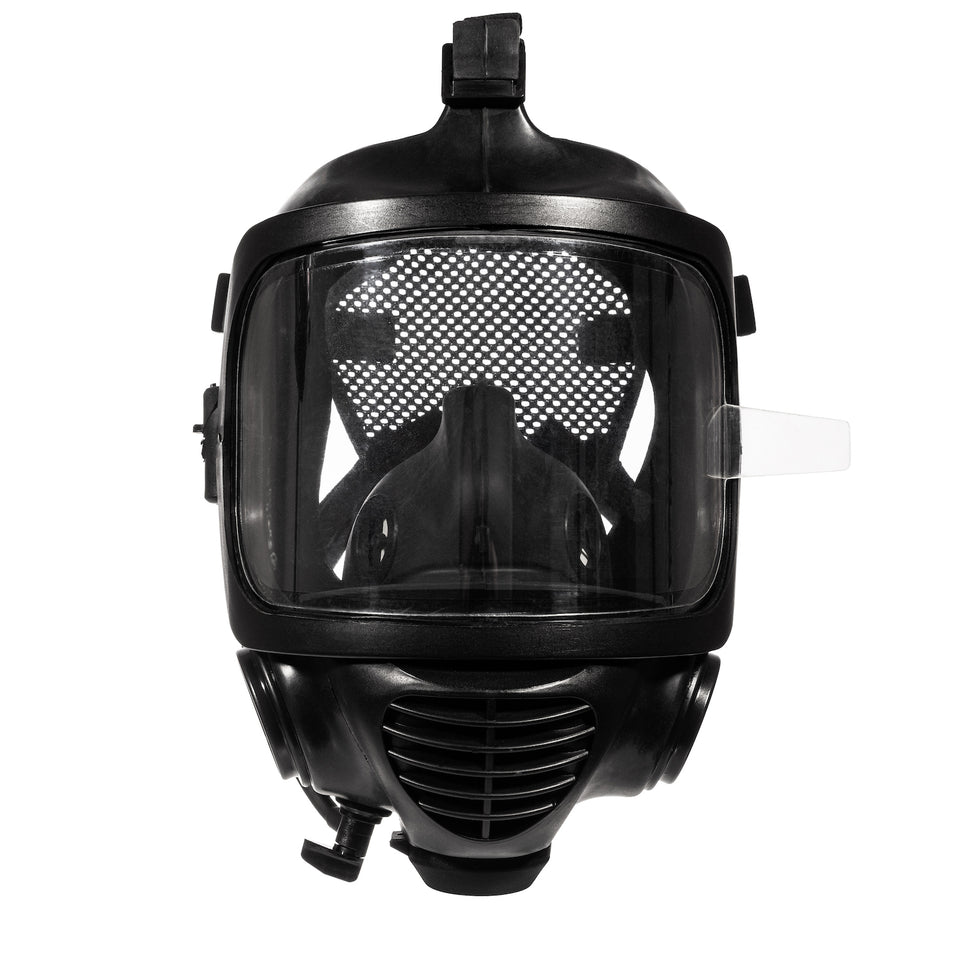 Single layer transparent PROFILM gas mask visor protector front view