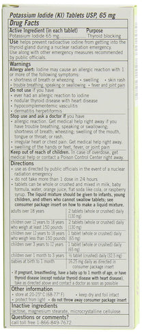 Thyrosafe potassium iodide packaging instructions